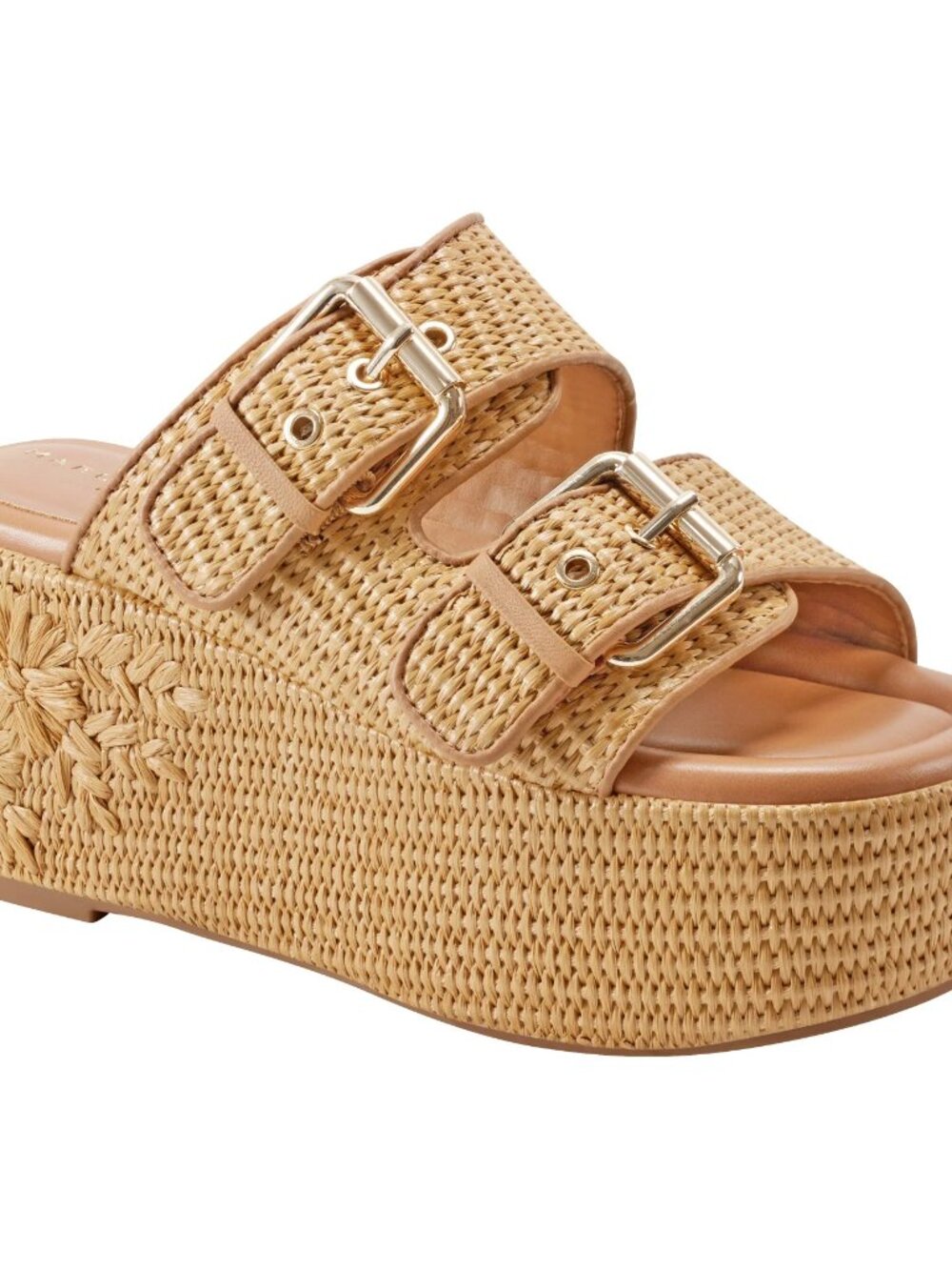 Marc Fisher Poppy Platform Slide Sandal Natural Raffia US Size 10